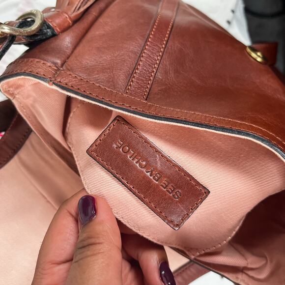 SEE BY CHLOE Brown Leather Fringe Crossbody Bag Gold Hardware - Picture 14 of 14